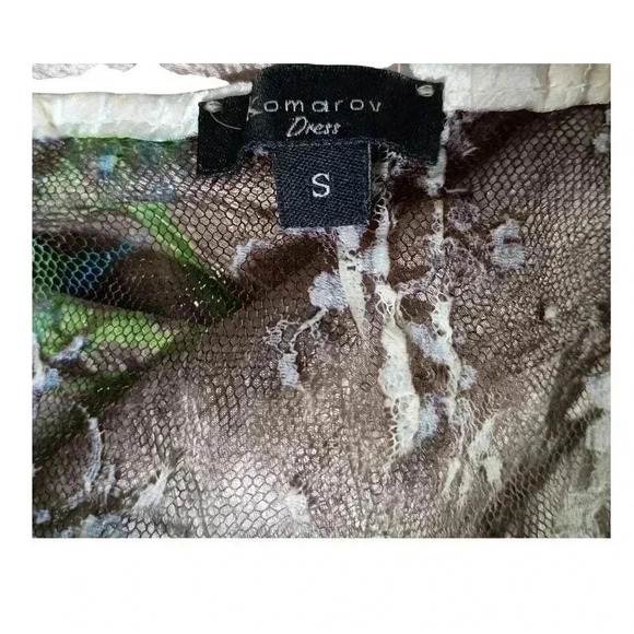 Komarov Dress Knee-Length Crinkle Gauzy Lace Sleeveless Floral Women's Small - Picture 4 of 5